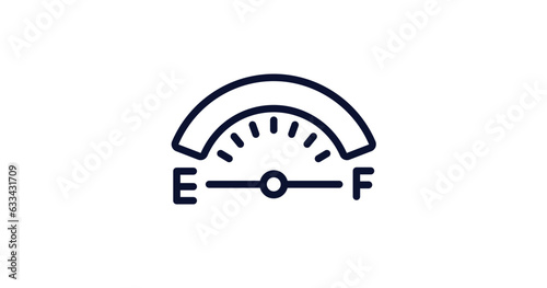 car petrol gauge icon. Thin line car petrol gauge icon from car parts collection. Outline vector isolated on white background. Editable car petrol gauge symbol can be used web and mobile