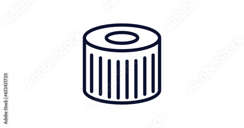 car oil filter icon. Thin line car oil filter icon from car parts collection. Outline vector isolated on white background. Editable car oil filter symbol can be used web and mobile