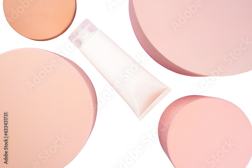 cosmetic tube container mockup flat lay