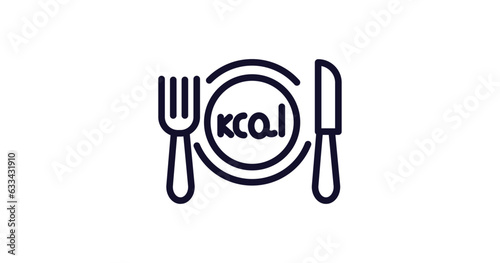calories icon. Thin line calories icon from food collection. Outline vector isolated on white background. Editable calories symbol can be used web and mobile