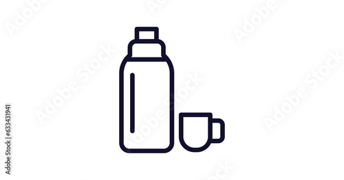 thermo flask icon. Thin line thermo flask icon from food collection. Outline vector isolated on white background. Editable thermo flask symbol can be used web and mobile