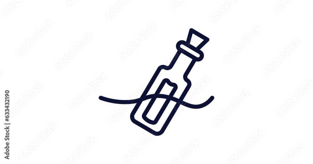 message in a bottle icon. Thin line message in a bottle icon from nautical collection. Outline vector isolated on white background. Editable message in a bottle symbol can be used web and mobile message in a bottle icon. Thin line message in a bottle icon from nautical collection. Outline vector isolated on white background. Editable message in a bottle symbol can be used web and mobile