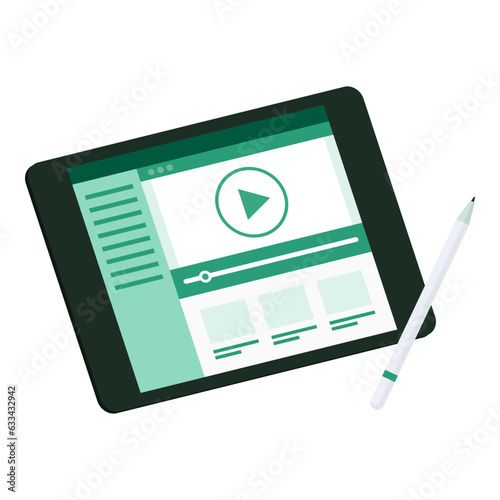Video player on digital tablet and stylus