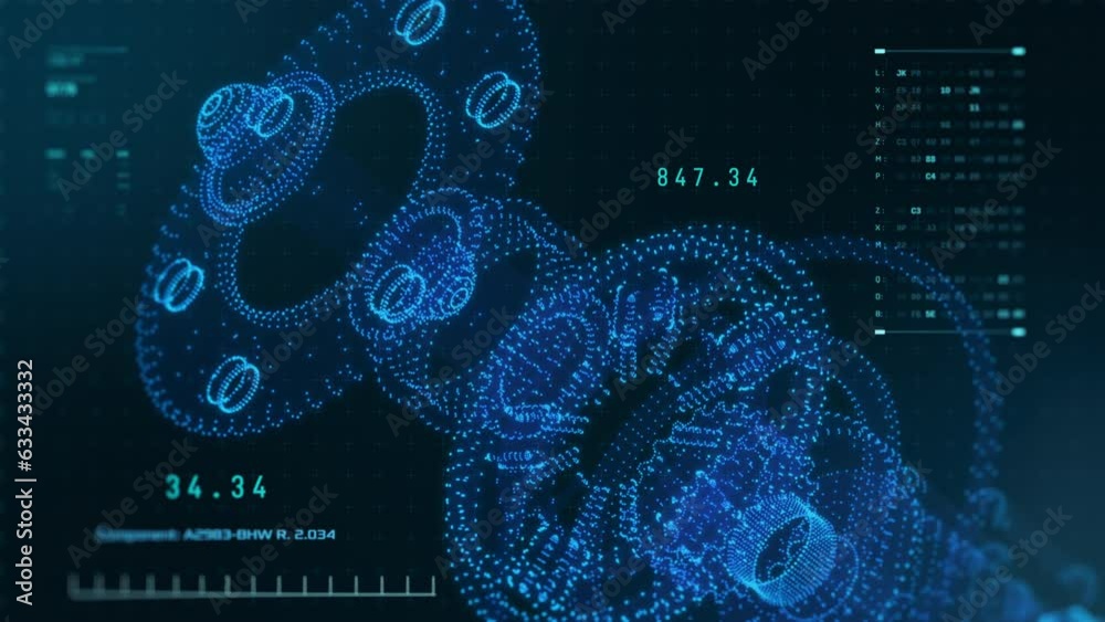 Wireframe mechanical prototype, computer aided design futuristic interface, engineering project concept (3d render)