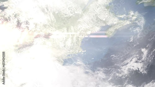 Zoom in from space and focus on Hudson, New Hampshire, USA. 3D Animation. Background for travel intro. Elements of this image furnished by NASA photo