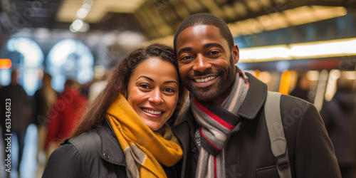 Mixed-Race Couple at Train Station