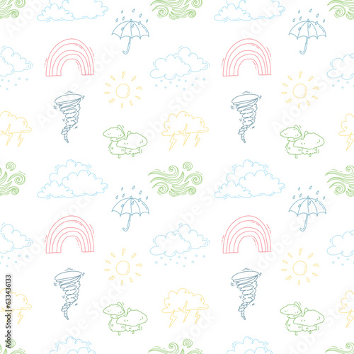 cute seamless pattern weather elements