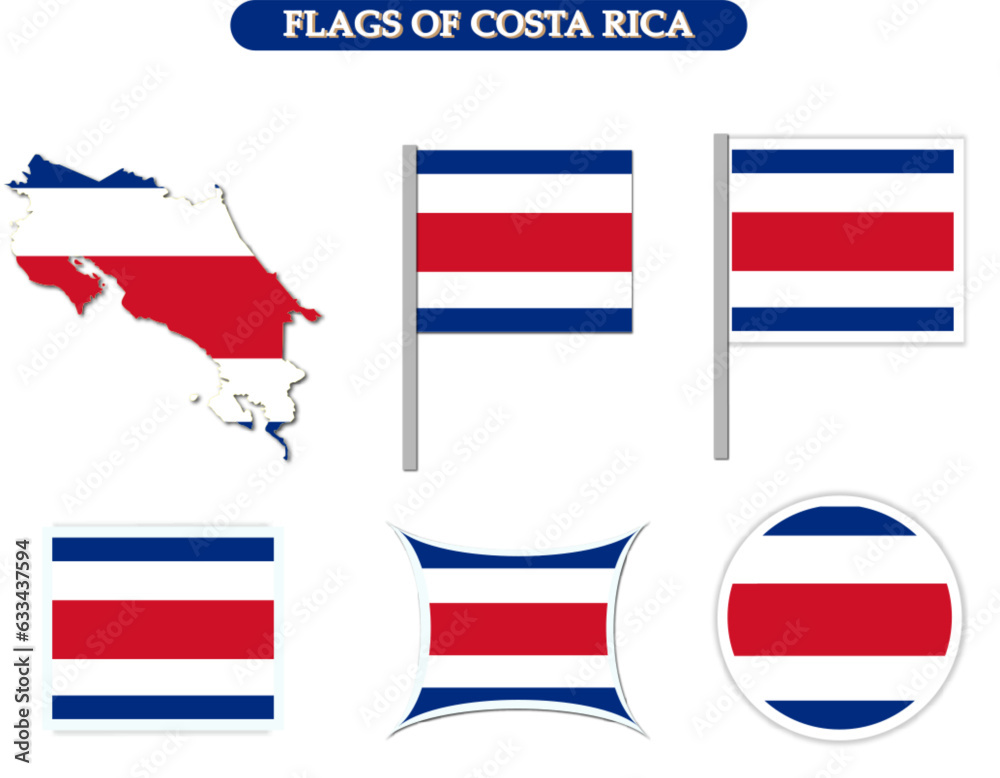 Costa Rica Flags on many objects illustration Costa Rica Flags on many objects illustration
