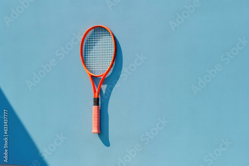 Orange Tennis Racket on Blue