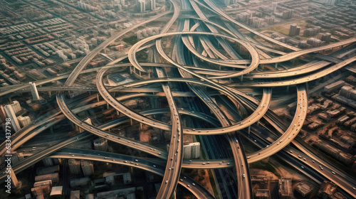 Vászonkép Urban Tangle: Intricate Overpass Network