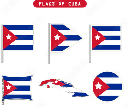 Cuba Flags on many objects illustration