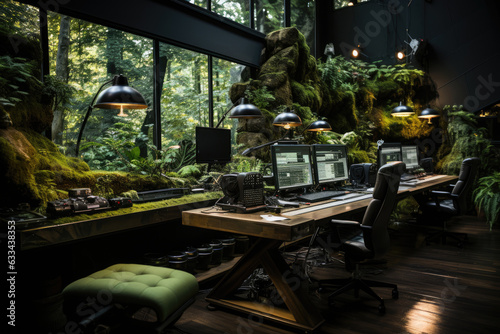 office space with many natural green plants