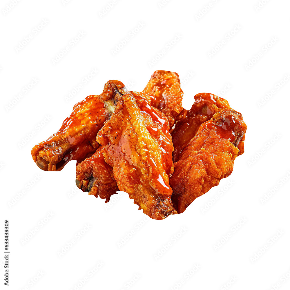 So crispy Chicken wings isolated on transparent background So crispy Chicken wings isolated on transparent background
