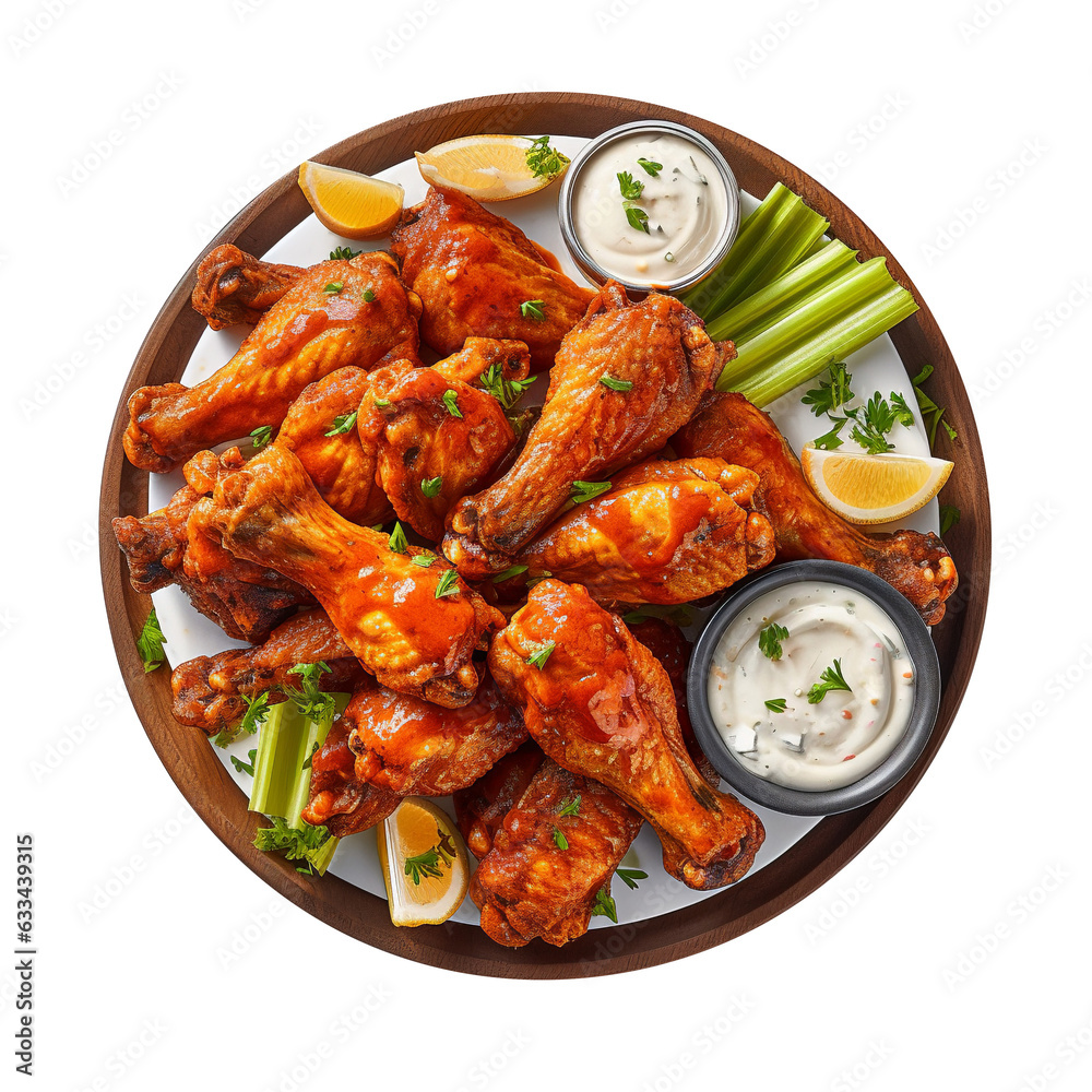 So crispy Chicken wings isolated on transparent background So crispy Chicken wings isolated on transparent background