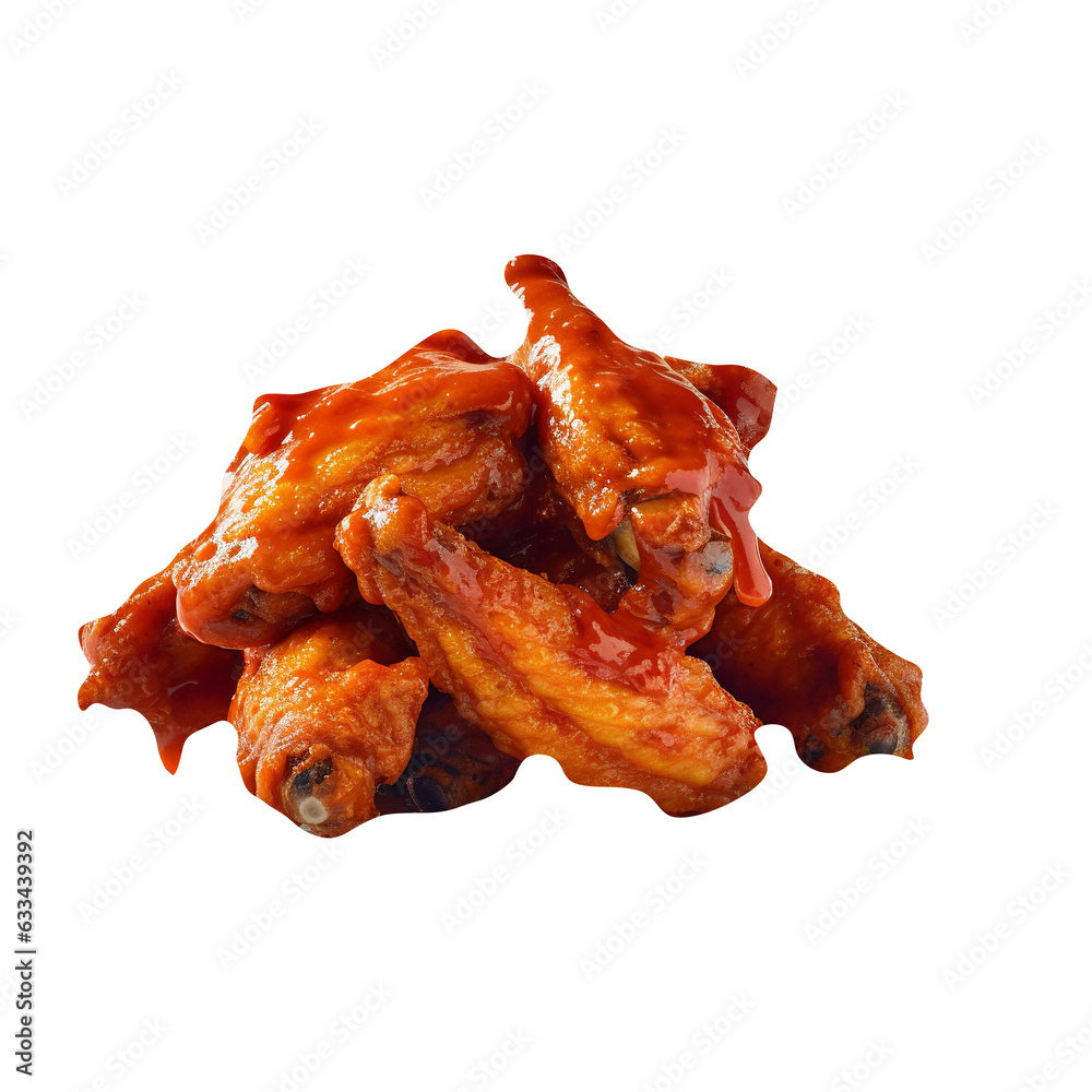 So crispy Chicken wings isolated on transparent background So crispy Chicken wings isolated on transparent background