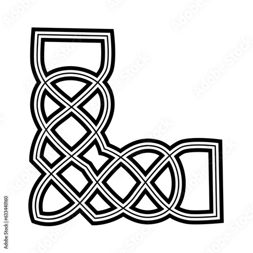 Celtic style interlaced pattern Isolated Vector. Corner decorative element.
