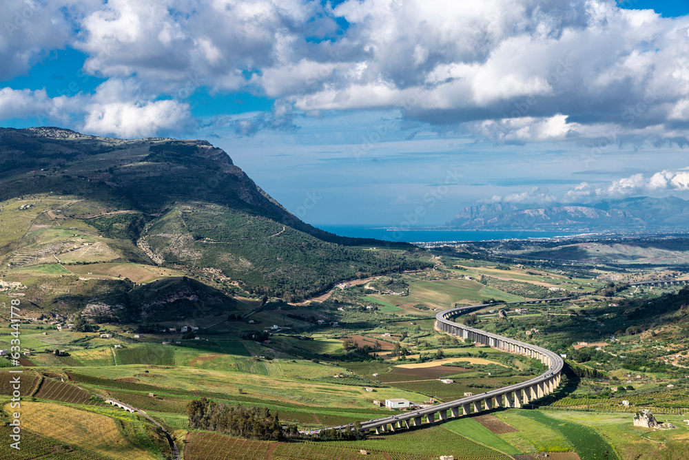 Elevated view of the province of Trapani, Sicily, Italy