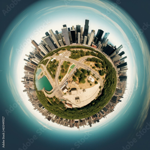 Wallpaper Mural City in a small planet - Generative AI Torontodigital.ca