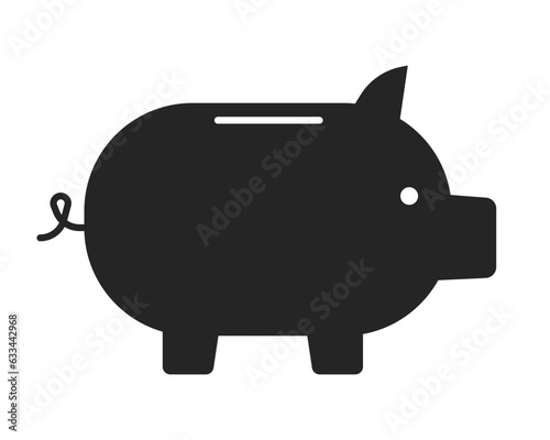 Piggy bank flat monochrome isolated vector object. Money box. Editable black and white line art drawing. Simple outline spot illustration for web graphic design
