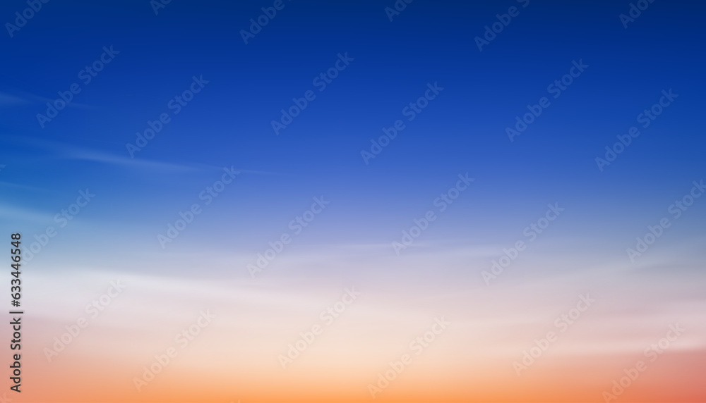 Sunset Sky Background,Sunrise with Yellow,Pink,Orange,Blue Sky,Nature Landscape Golden Hour with twilight dusk Sky in Evening after Sun Dawn,Vector Horizon Banner Sunset for Four Seasons concept