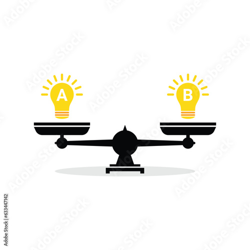 planning or choosing between two ideas. flat simple trend modern graphic minimal art design element isolated on white background. concept of decide between two things and choice creative idea