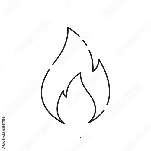 black thin line flame or fire icon. lineart style trend modern simple logotype graphic stroke art design element isolated on white background. concept of danger alarm or alert and inferno label