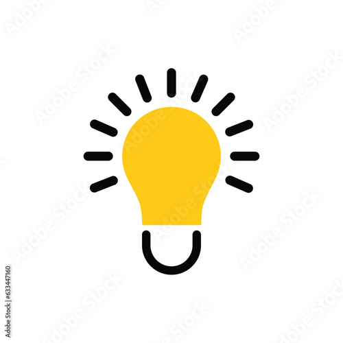 yellow and black light bulb icon like insight. flat trend modern more efficiency logotype graphic web design element isolated on white. concept of aha moment and quizz sign or think outside the box