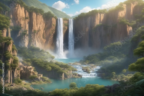 waterfall in the mountains