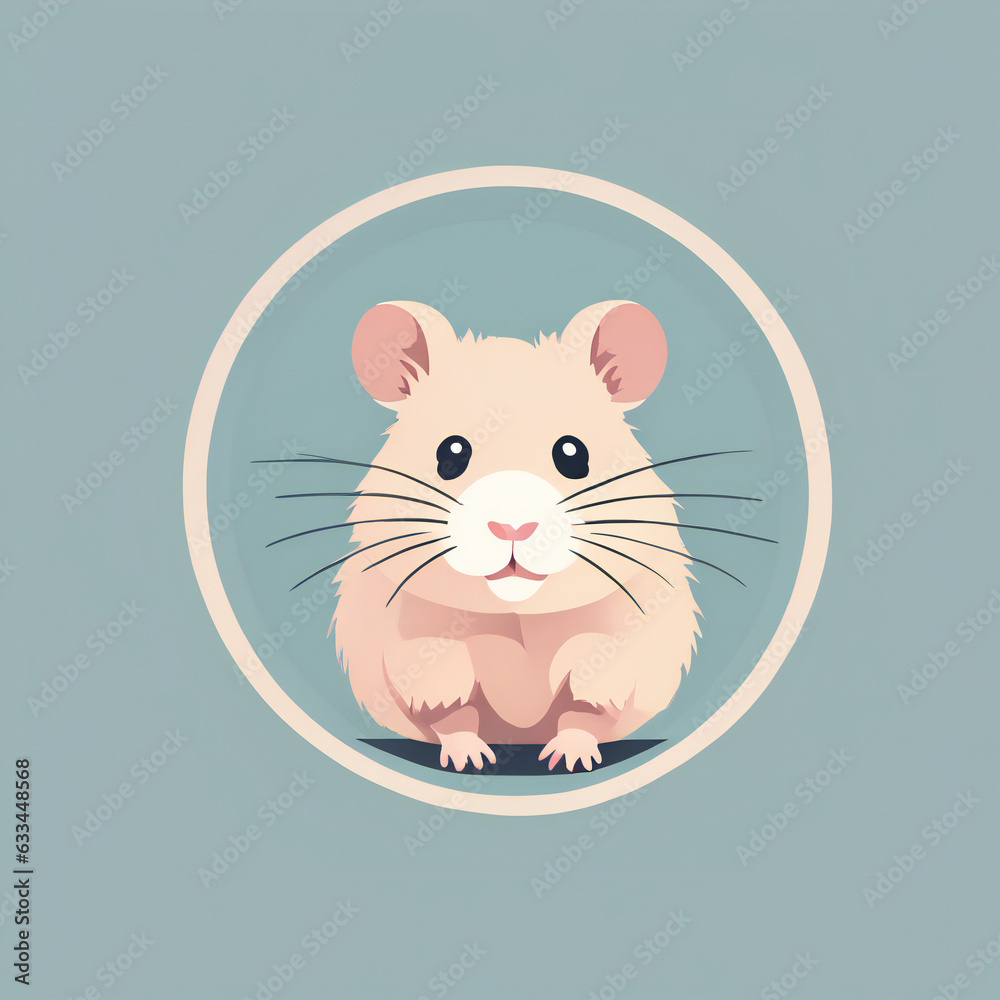 Hamster illustration, minimalist, pastel colors