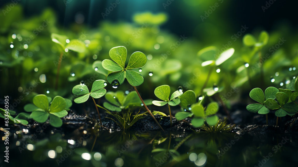 green clover leaf in the forest