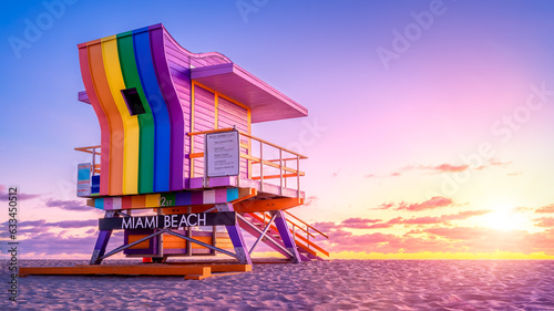 colorful lifeguard hut at miami beach © frank peters