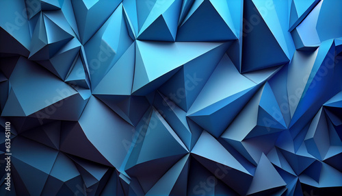 Abstract blue 3d polygonal pattern texture background, full frame , abstract blue background with triangles, Ai generated image  © PixxStudio