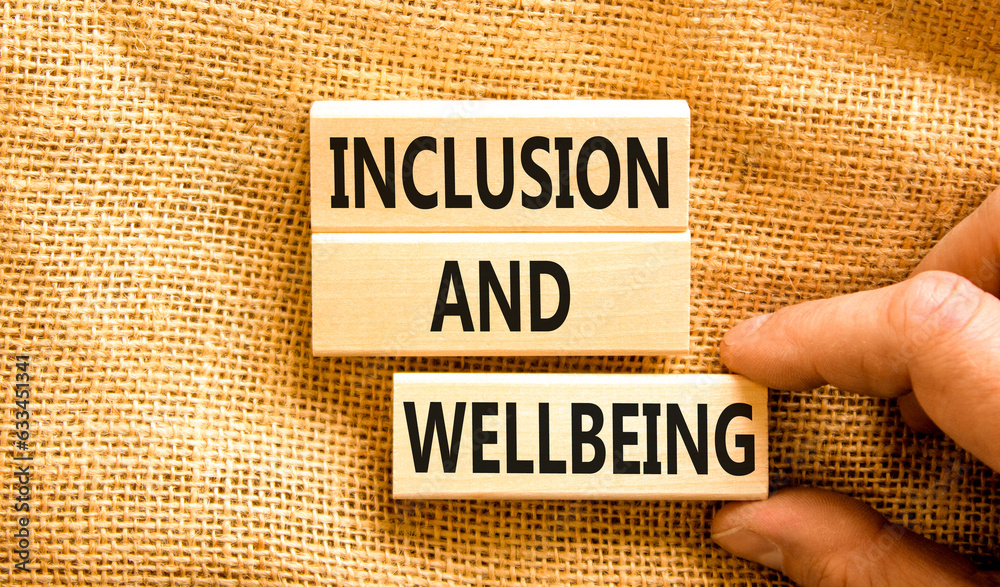 Inclusion and wellbeing symbol. Concept words Inclusion and wellbeing
