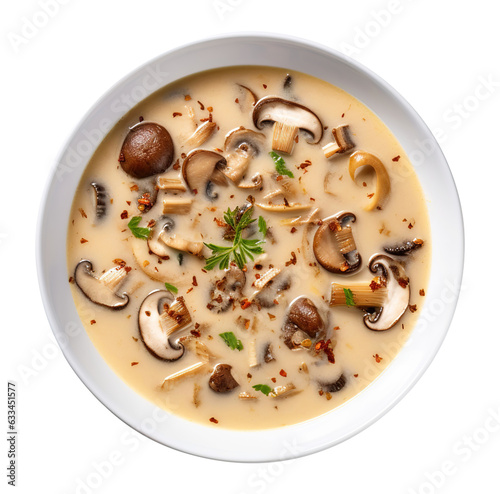 Delicious cream Bowl of mushroom soup on transparent background Remove, png