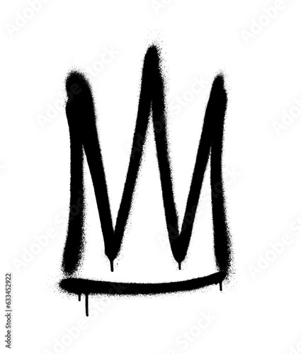 Sprayed crown with overspray in black over white. Vector illustration.