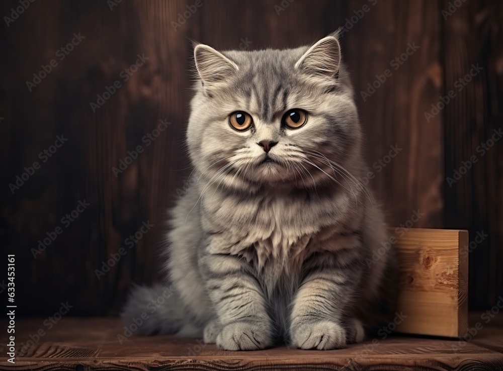 kitten sitting on the wooden table