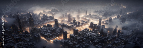 New York City in winter - aerial view - Generative AI photo