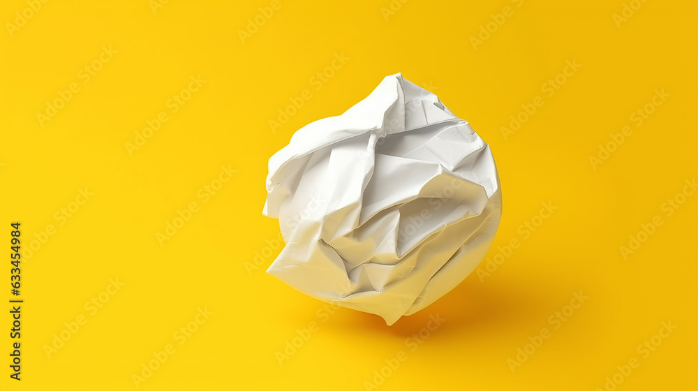 crumpled piece of paper on yellow background crumpled piece of paper on yellow background
