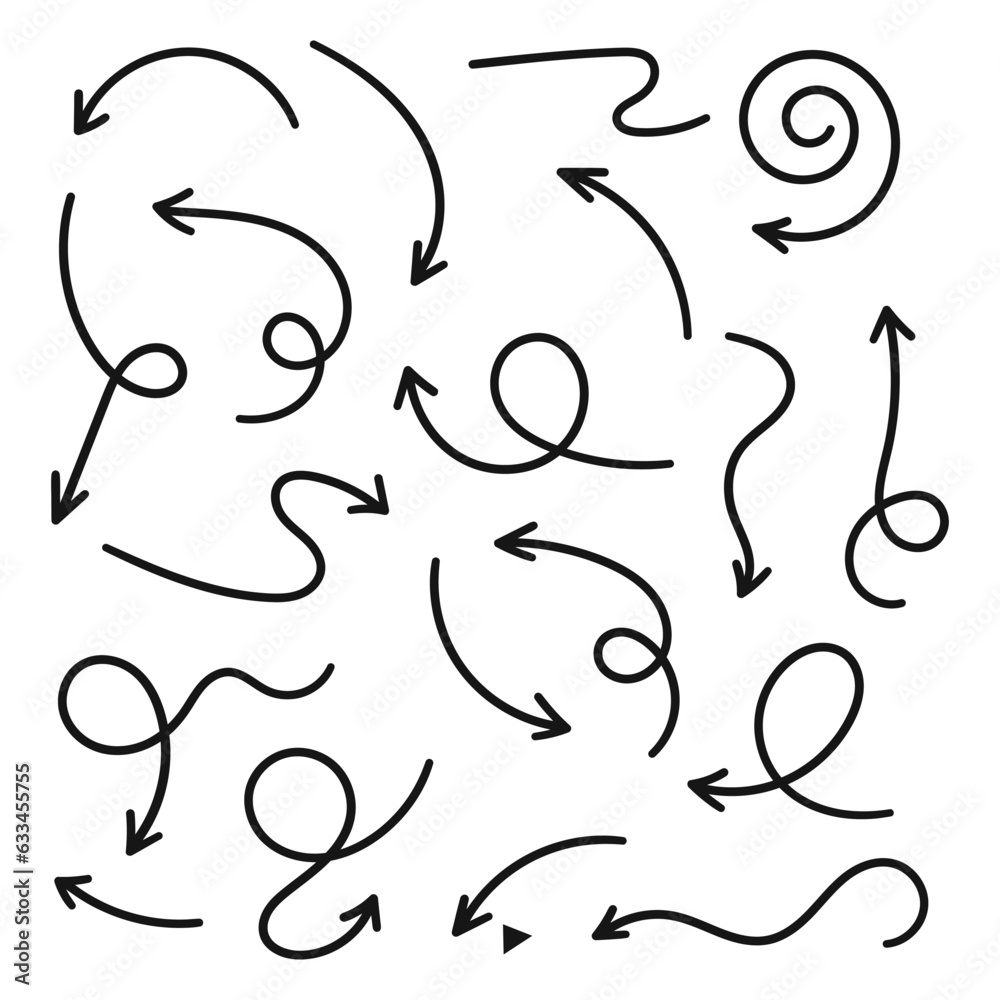 Hand drawn arrows collection Set simple flat arrows isolated on white background. Arrow mark icons and arrow paint. Stock vector. EPS10. Hand drawn arrows collection Set simple flat arrows isolated on white background. Arrow mark icons and arrow paint. Stock vector. EPS10.