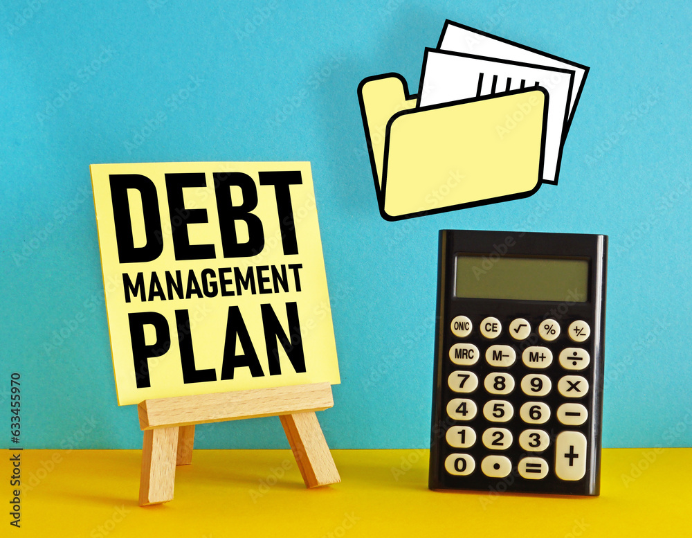 Debt Management Plan DMP is shown using the text and photo of the