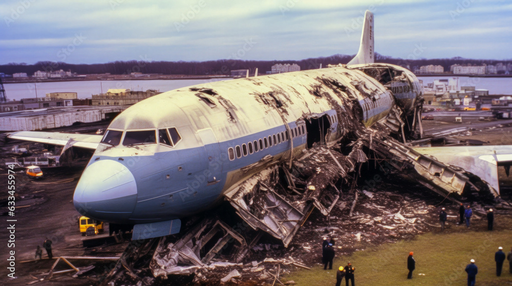 Fototapeta premium Wreckage of a destroyed aircraft