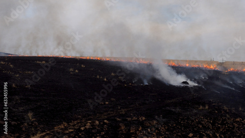 Burning fields of veld / grassland