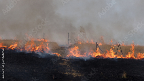 Burning fields of veld / grassland