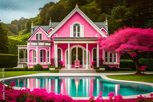 Barbie house in the garden , Barbie dream land home