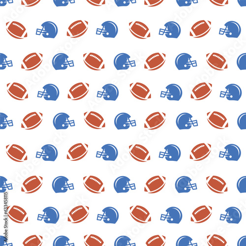 Seamless Pattern of Balls and Helmets for American Football