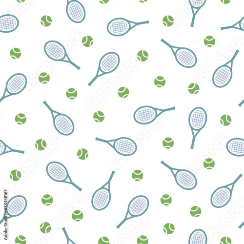 Seamless Pattern of Balls and Rackets for Tennis