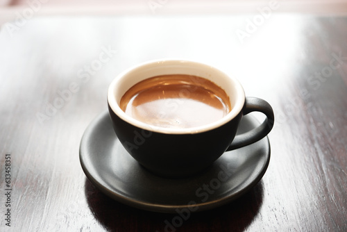 Black coffee cup close up