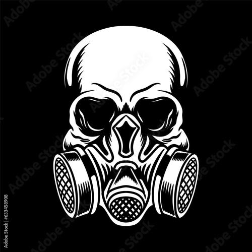 gas mask skull on black background