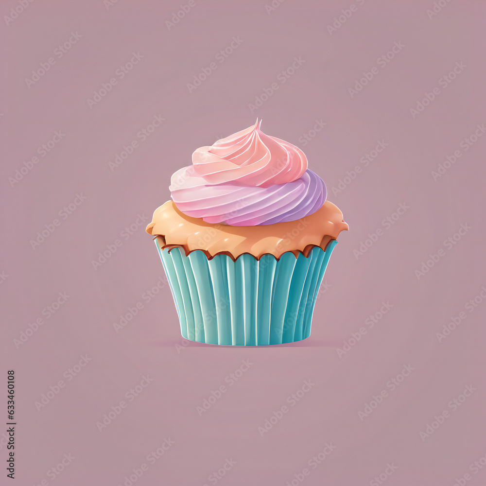Cupcake illustration, detailed, pastel colors Cupcake illustration, detailed, pastel colors