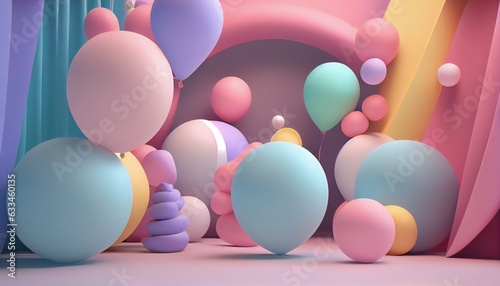 colorful balloons background  birthday party concept. Generative in ai